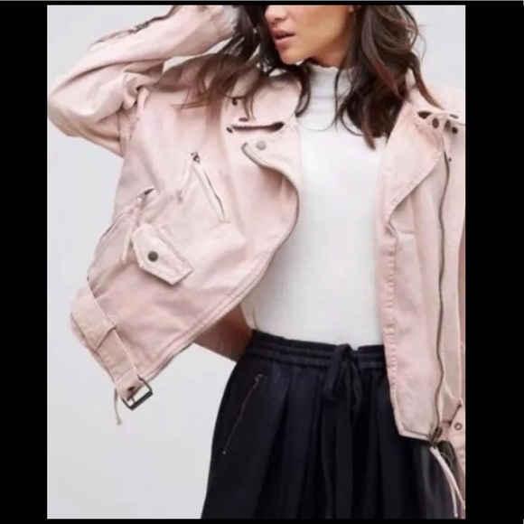 NWOT Free People Blush Pink Moto Jacket - Picture 2 of 7